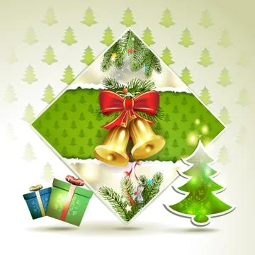 Christmas bells with pine tree Stock Illustration