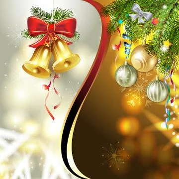 Christmas bells with pine tree Illustrazione stock
