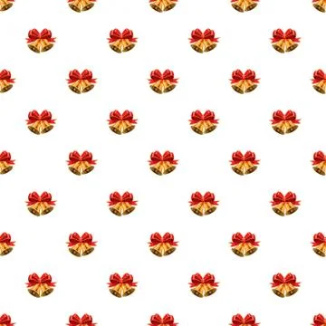 Christmas bells with red bow pattern Stock Illustration
