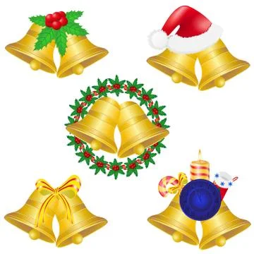 Christmas bells set icons vector illustration Stock Illustration