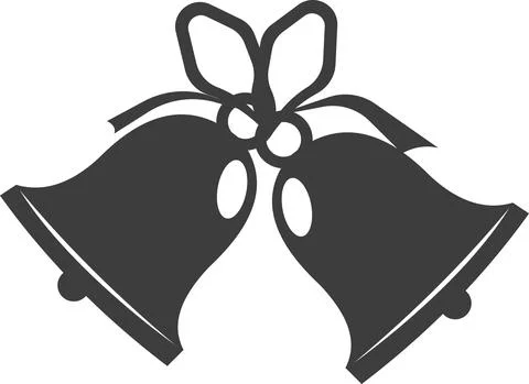 Christmas bells with thin ribbons. Vector image. Stock Illustration