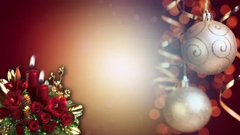 Christmas BG Loopable With Rose Flower &amp; Candle  Background 03 Stock Footage 194944362