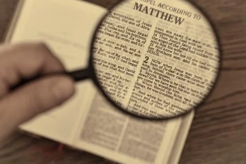 Christmas bible reading, gospel according to Matthew Stock Photos