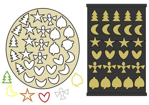Christmas biscuits, cut out biscuits, baking tray, motif moulds 스톡 일러스트