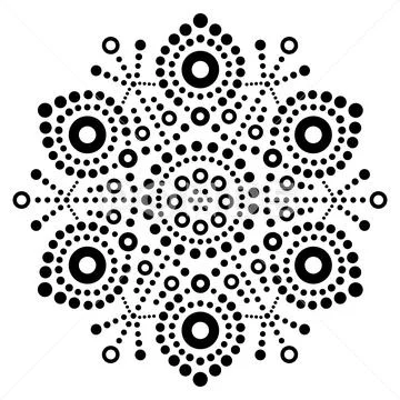 Christmas black snowflake dot art vector design, Aboriginal dot painting pattern Stock Illustration