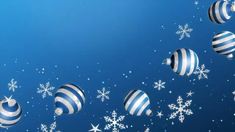 Christmas Blue Background with Christmas decorations and silver snowflakes Stock Footage 221998997