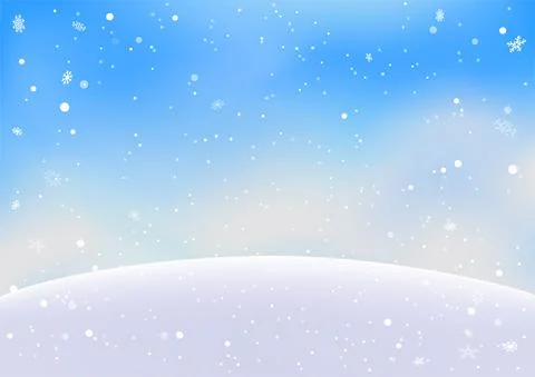 Christmas blue template winter snowfall and hill Stock Illustration