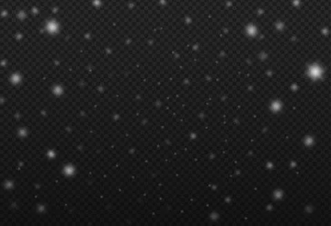 Christmas bokeh falling snow isolate on png or transparent  background with s Stock Illustration