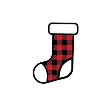 Christmas boot pattern at Buffalo Plaid. Festive background for design and pr Stock Illustration