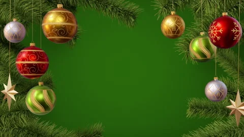 Christmas border, decorative pine frame, green background Видео 165905783