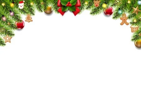 Christmas Border Isolated White Background Stock Illustration