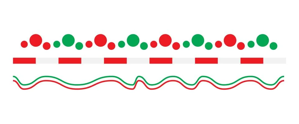 Christmas border line set vector isolated on white background Stock Illustration