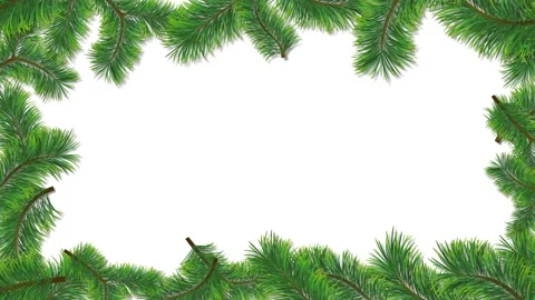 Christmas border with realistic pine branches making a rectangular frame on.. Stock Footage 286826585