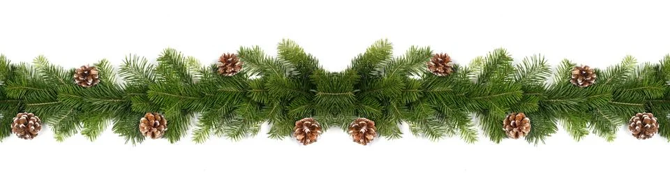 Christmas Border of tree branches Stock Photos