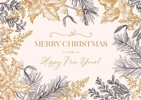Christmas botanical card. Illustrazione stock