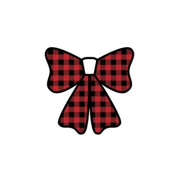 Christmas bow pattern at Buffalo Plaid. Festive background for design and pri 스톡 일러스트