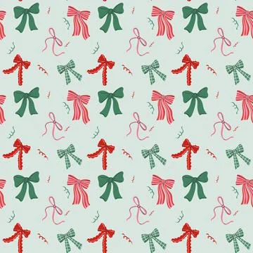 Christmas Bow Seamless Pattern Stock Illustration