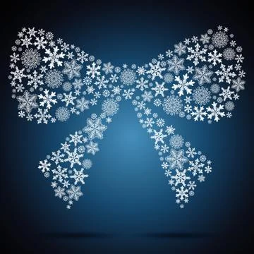 Christmas bow, snowflake design background. Stock Illustration