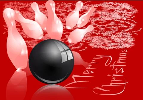 Christmas bowling strike Stock Illustration
