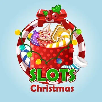 Christmas box in candy frame with sweets and garland for graphic design. Stock Illustration