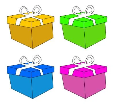 Christmas box, gift icon set, symbol, design. vector illustration isolated on Stock Illustration