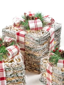 Christmas boxes. Isolated on a white background Stock Photos