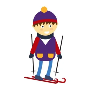 Christmas boy playing winter game happy leisure kid character vector Stock Illustration