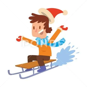 Christmas boy playing winter games Stock Illustration