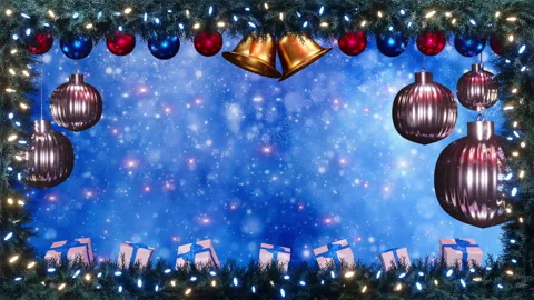 Christmas Branches And Balls Frame Stock Footage 258006548