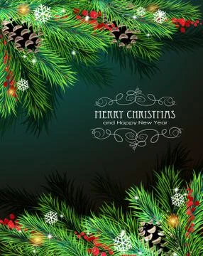 Christmas branches and cones Stock Illustration