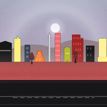 Christmas bright star palette urban streetscape backdrop with twilight sky and w Stock Illustration