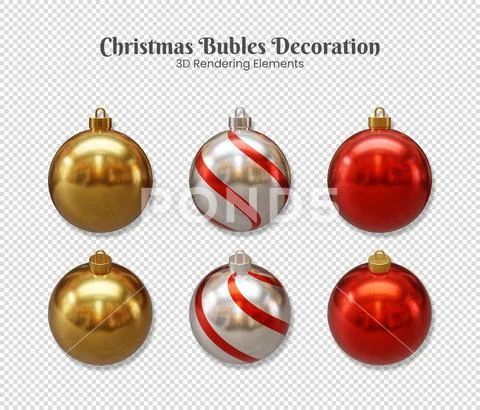 Christmas Bubbles Decoration 3D Rendering Elements Modello PSD