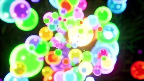 Christmas bubbles light glowing animation with camera zoom to blurred balls. Stock Footage 246681491