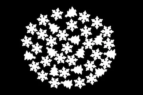 Christmas bulb shoe tree pattern with ornaments and stars as a design for the Stock Illustration