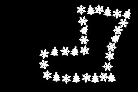 Christmas bulb shoe tree pattern with ornaments and stars as a design for the Stock Illustration