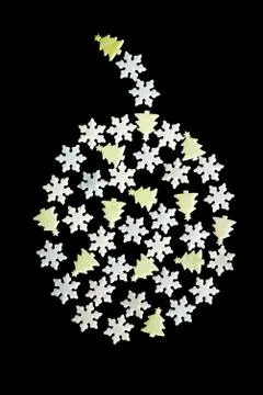 Christmas bulb shoe tree pattern with ornaments and stars as a design for the Stock Illustration