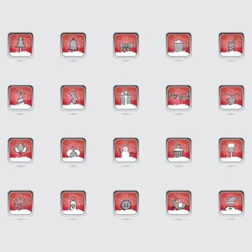 Christmas Buttons Collection Stock Illustration