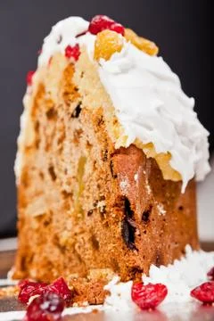 Christmas cake slice closeup Stock Photos