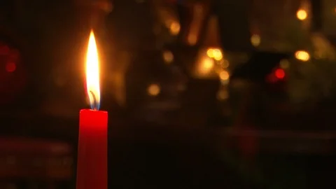 Christmas Candle Burning Stock Footage 124205339