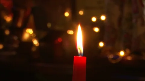 Christmas Candle Burning Stock Footage 124205416
