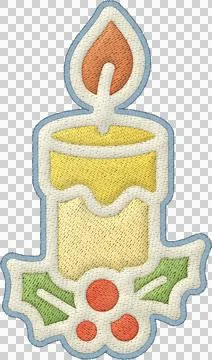 Christmas candle element patchwork embroidery design with holly berry detai.. Stock Illustration