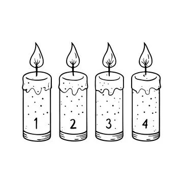 Christmas Candle Hand drawn vector design element Stock Illustration