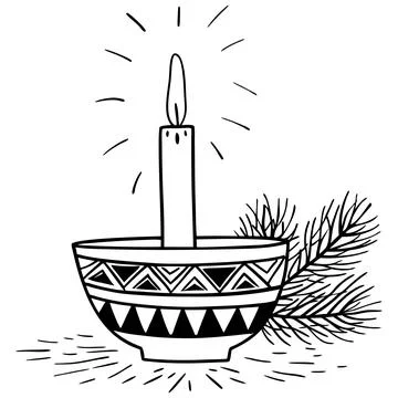 Christmas Candle Hand drawn vector design element Stock Illustration