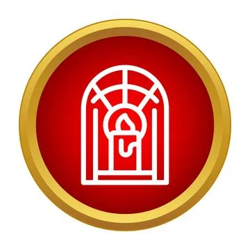 Christmas candle light in arch window icon Stock Illustration