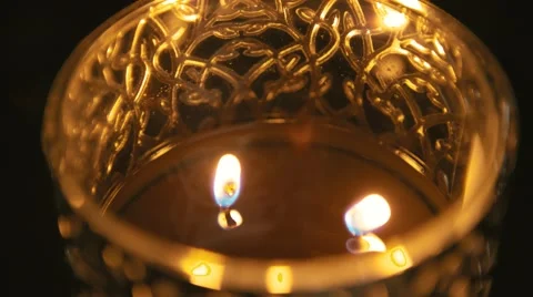 Christmas Candle pull back to show Christmas tree lights Stock Footage 44348897