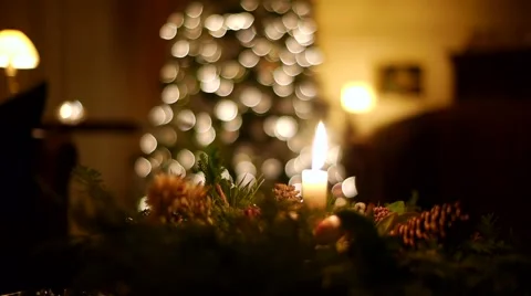 Christmas candle with tree Stock Footage 42851827