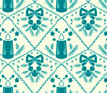 Christmas candle vector damask pattern seamless white Stock Illustration
