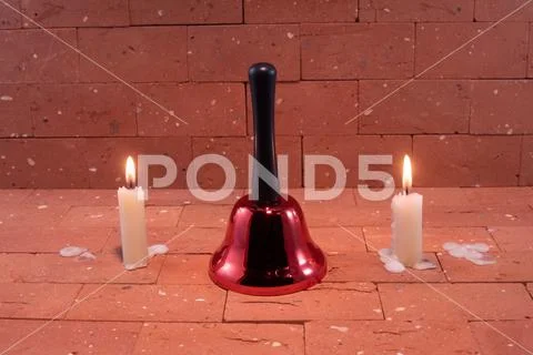 Christmas Candles and Bell Stock Photos