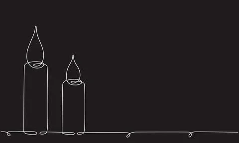 Christmas candles with burning flame. One continuous single line hand drawing Stock Illustration