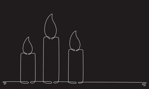 Christmas candles with burning flame. One continuous single line hand drawing Stock Illustration